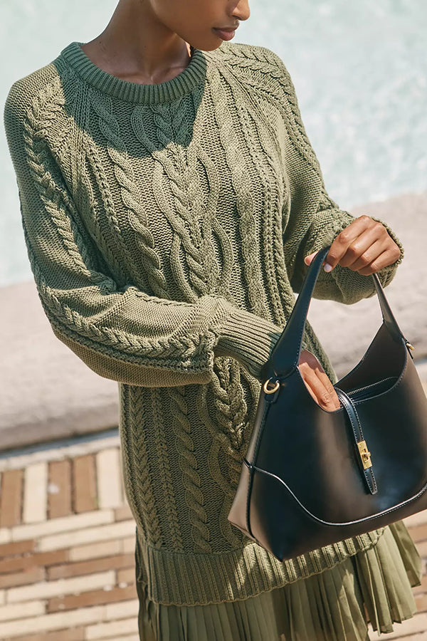 Drune | Knit sweater dress with pleated chiffon hem