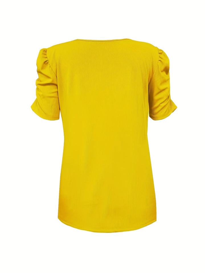 Drune | Elegantes Geripptes V-Ausschnitt T-Shirt für Damen