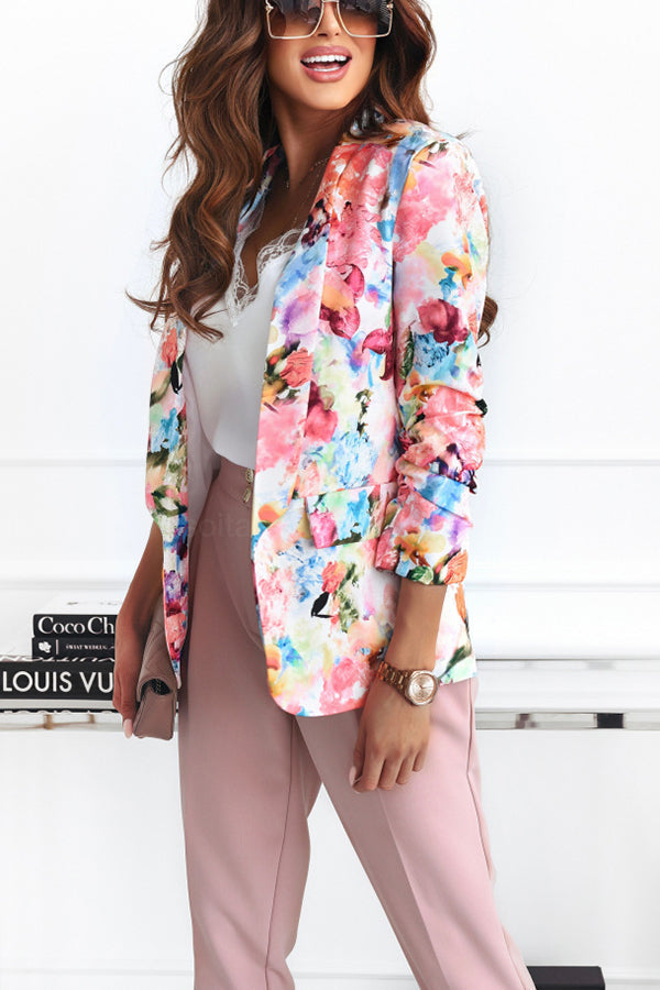 Drune | Freie und Echte Florale Revers Freizeitanzug Blazer
