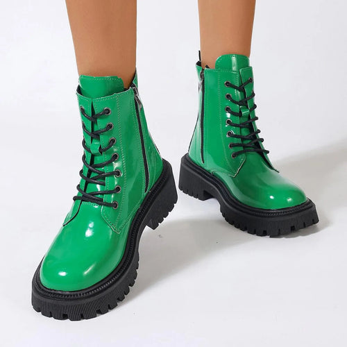 Drune | Damenstiefel aus glänzendem Leder mit Reißverschluss