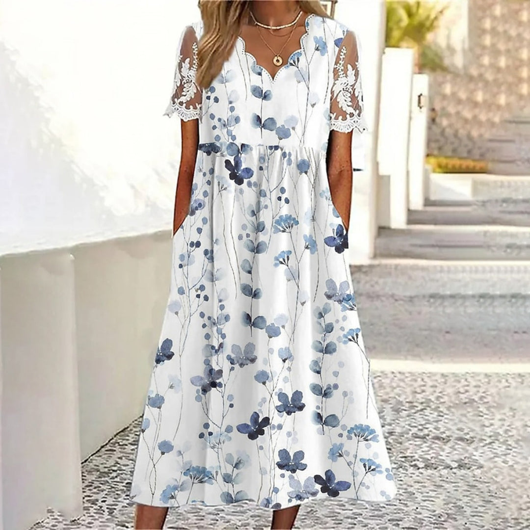 Drune | Pendelkleid mit Blumendruck und V-Ausschnitt