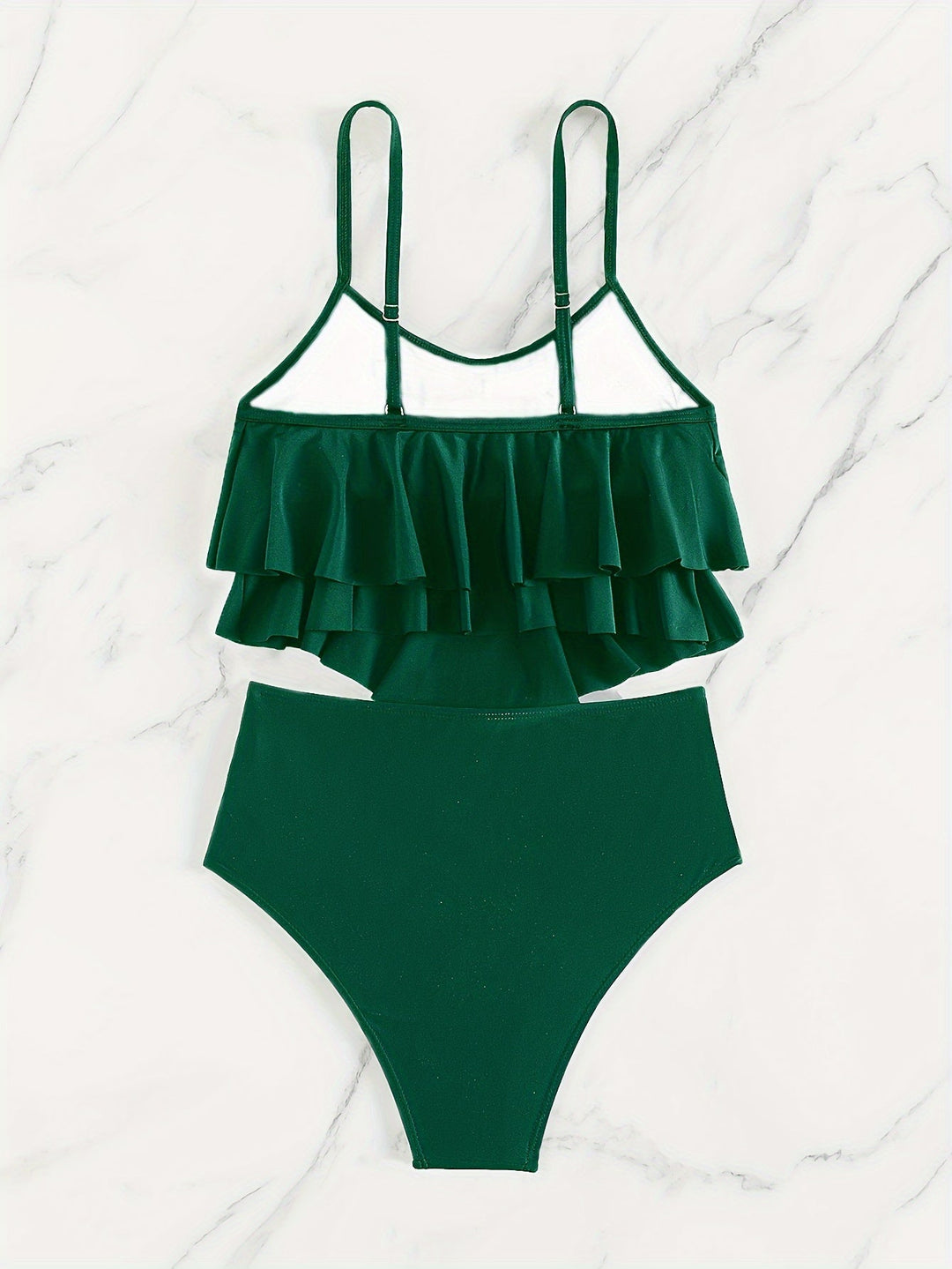 Drune | Raffung, Geschichtete Zweiteiliges Schwarzes Tankini für Damen