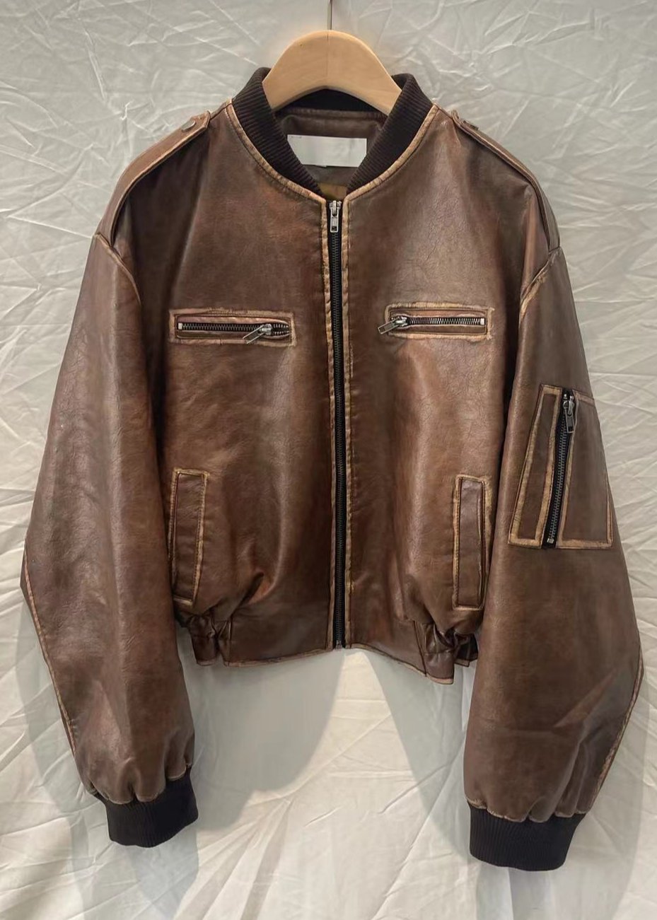 Drune | Leder Bomberjacke