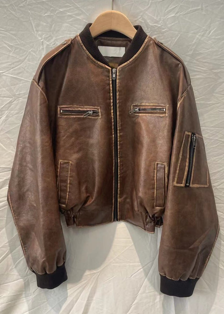 Drune | Leder Bomberjacke