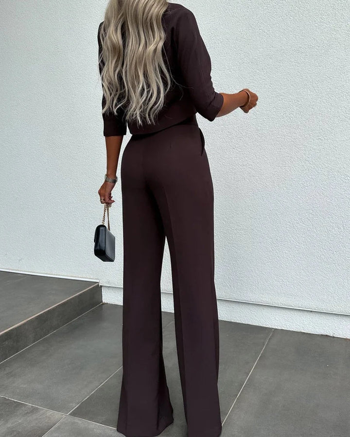 Drune | Set mit Jacke und hoch taillierter gerader Hose für Damen | Stilvolles und komfortables Outfit