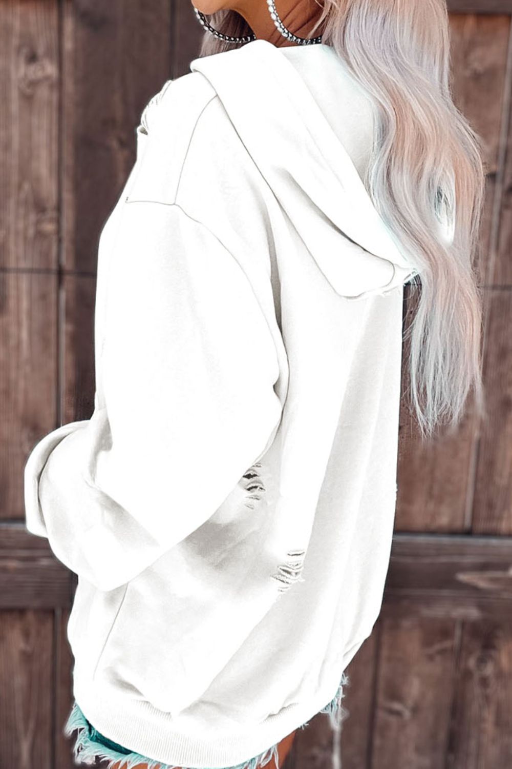 Drune | Zerrissene Kapuzenpullover mit Langen Ärmeln und Kordelzug