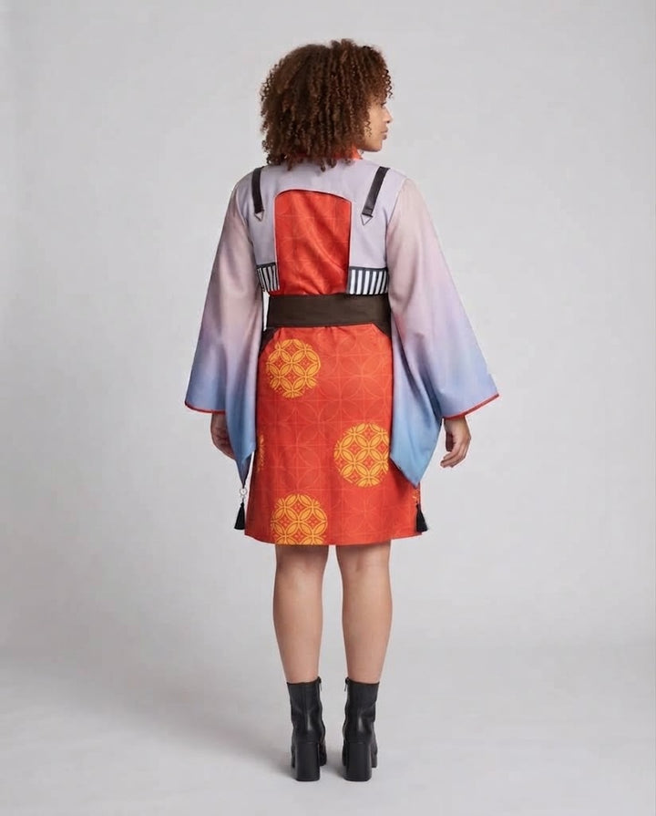 Damen traditionelles Kimono-Kostüm-Set mit kunstvollen Details und Accessoires Drune