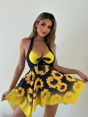 Drune – Zweiteiliges Tankini-Set mit Sonnenblumen-Print