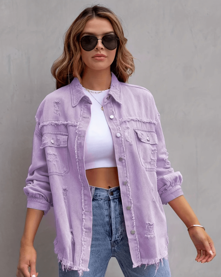 Drune | Gerissene Übergrösse Denim-Jacke