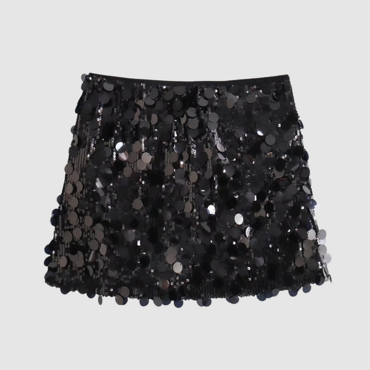 Drune | Damen Pailletten Rock Silber Kurz