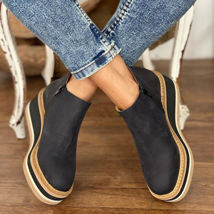 Drune | Damen Plateau Stiefeletten Schwarz