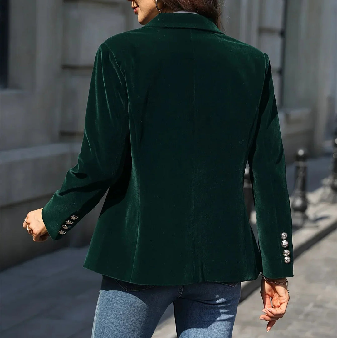 Drune | Damen Samt Blazer Goldene Knopfdetails