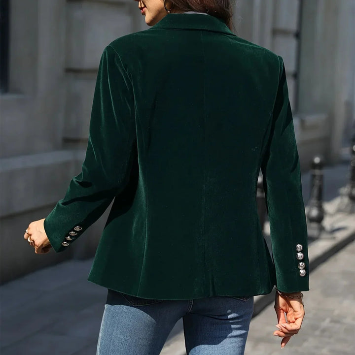 Drune | Damen Samt Blazer Goldene Knopfdetails