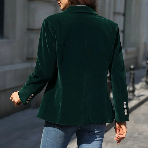 Drune | Damen Samt Blazer Goldene Knopfdetails