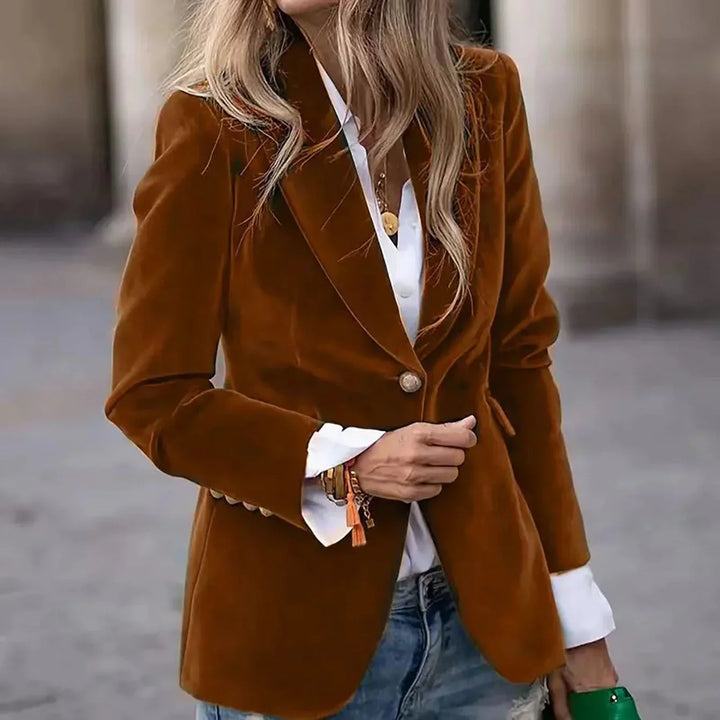 Drune | Damen Samt Blazer Goldene Knopfdetails