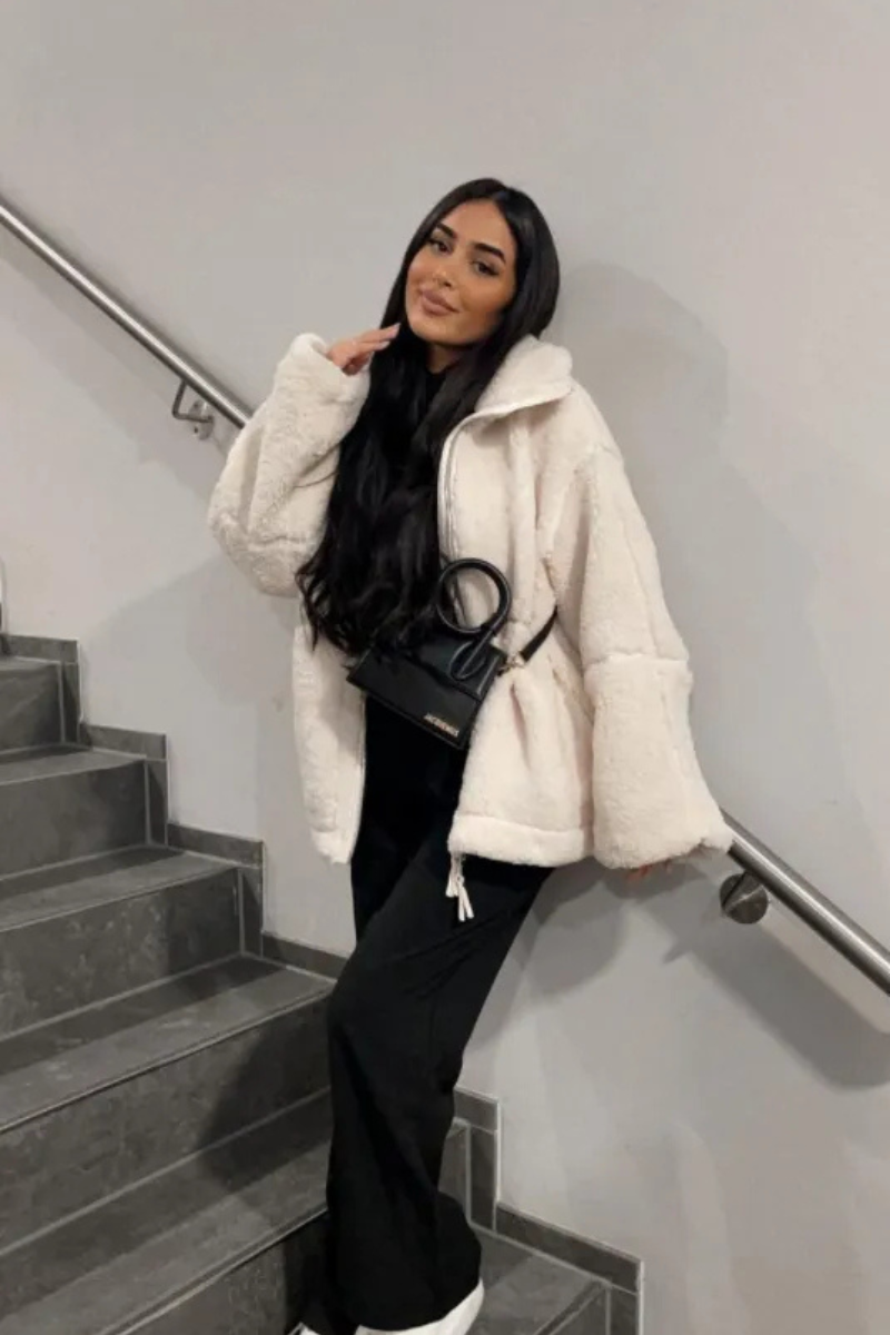 Drune | Damen Teddy Jacke Weiß