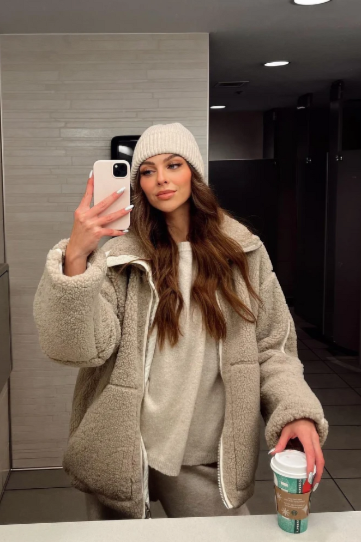 Drune | Damen Teddy Jacke Weiß