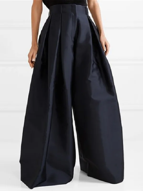 Drune | Lockere Hose mit Hoher Taille Weitem Bein und Plissee Taschen