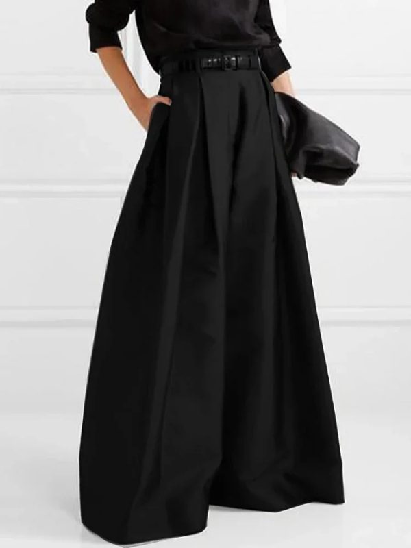 Drune | Lockere Hose mit Hoher Taille Weitem Bein und Plissee Taschen