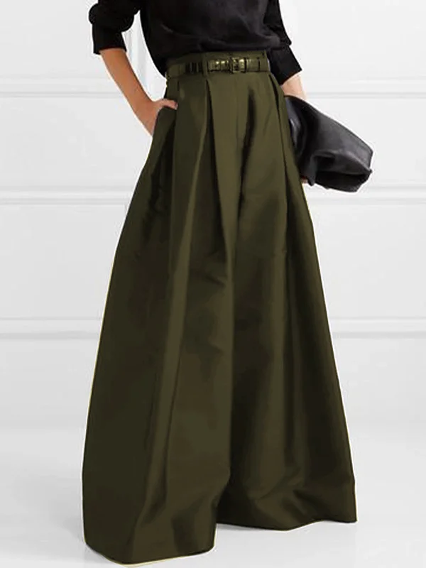 Drune | Lockere Hose mit Hoher Taille Weitem Bein und Plissee Taschen