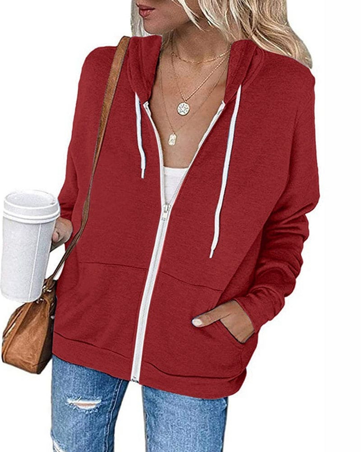 Drune | Damen Schwarzer Zip-Kapuzenpulli