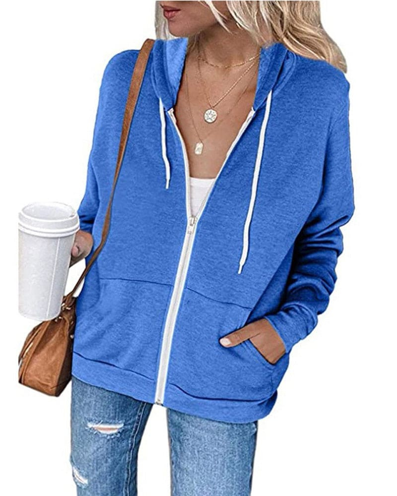 Drune | Damen Schwarzer Zip-Kapuzenpulli