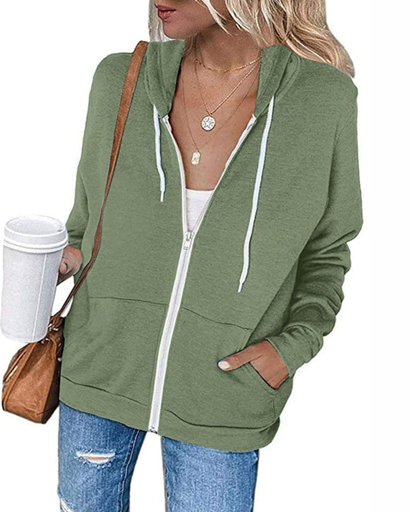 Drune | Damen Schwarzer Zip-Kapuzenpulli