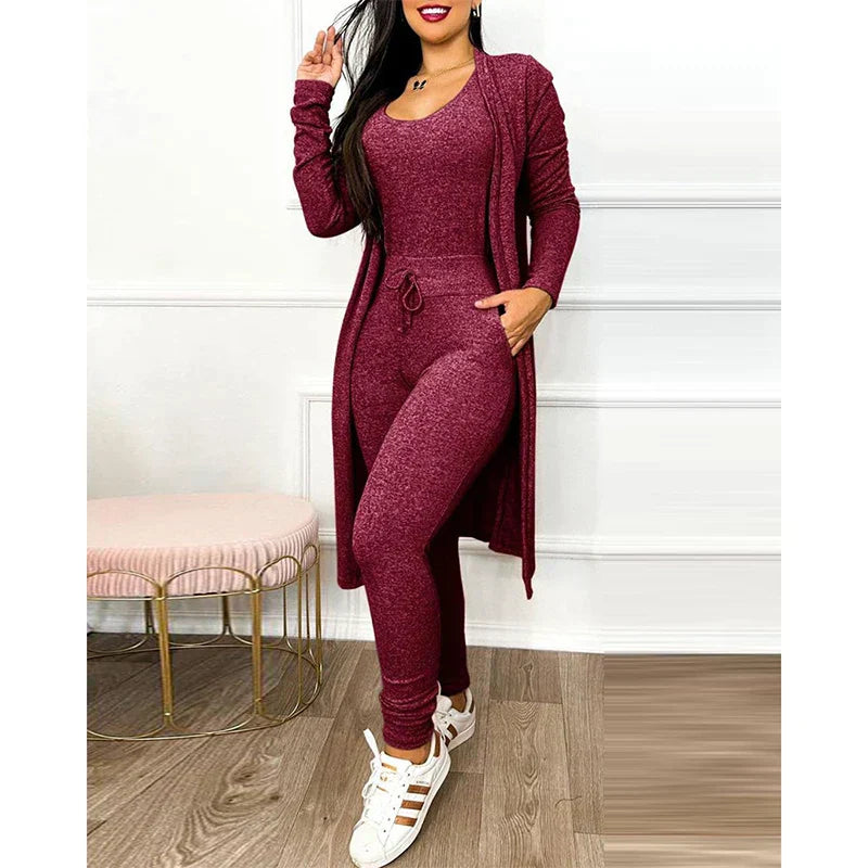 Drune | Damen 3 Teiliges Loungewear Satz mit Jacke