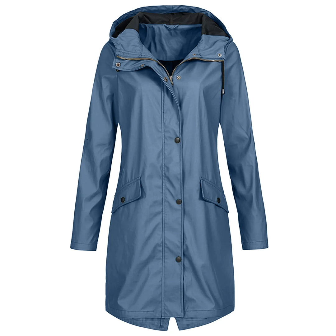 Drune | Damen Lange Wasserdichte Regenjacke - Mit Kapuze