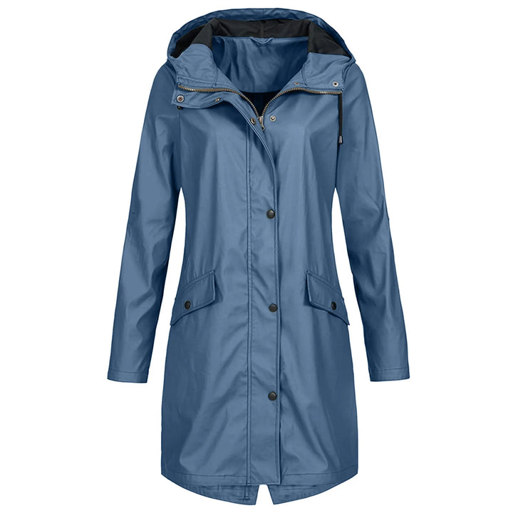 Drune | Damen Lange Wasserdichte Regenjacke - Mit Kapuze