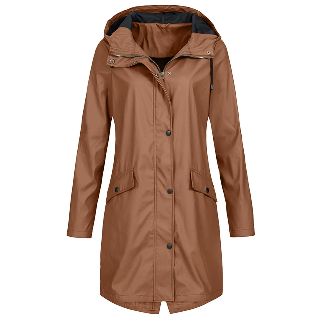 Drune | Damen Lange Wasserdichte Regenjacke - Mit Kapuze