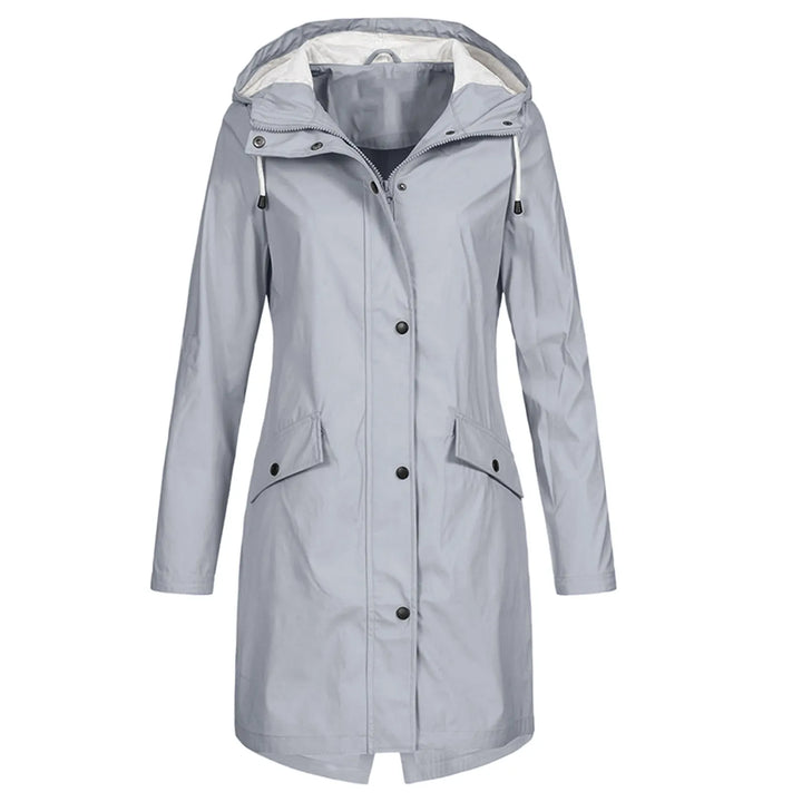 Drune | Damen Lange Wasserdichte Regenjacke - Mit Kapuze