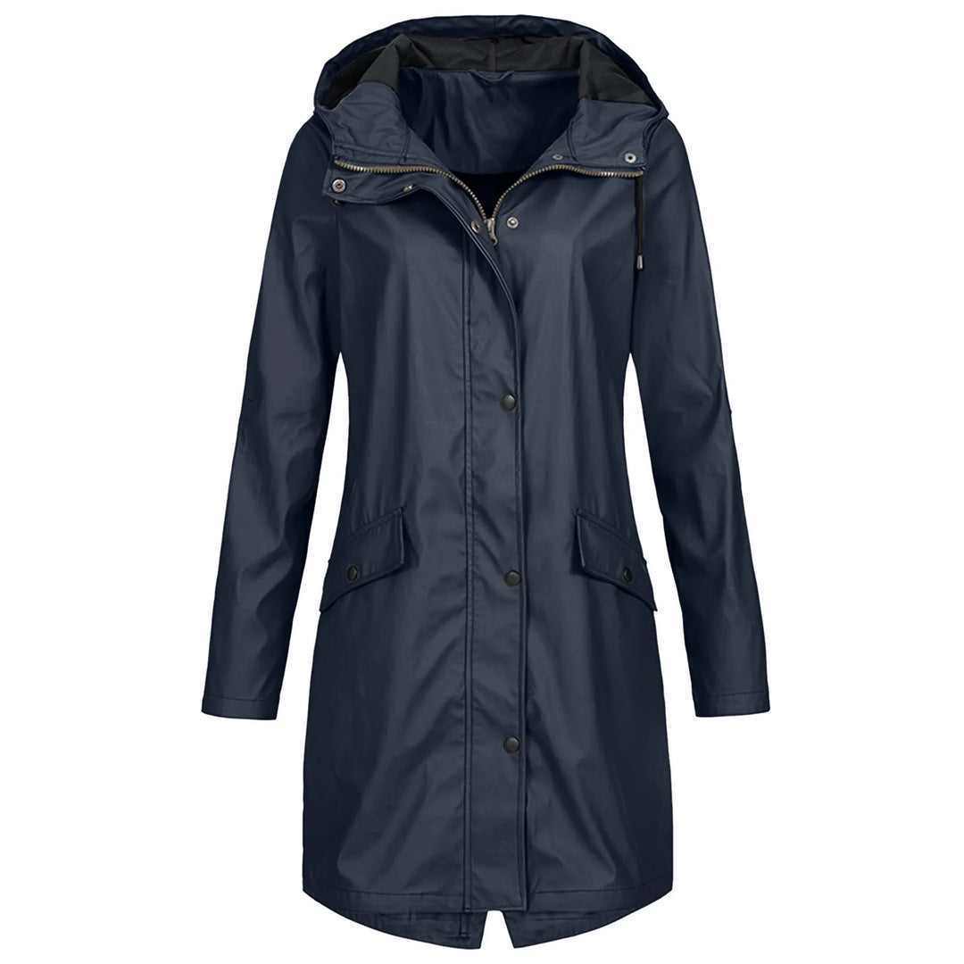 Drune | Damen Lange Wasserdichte Regenjacke - Mit Kapuze