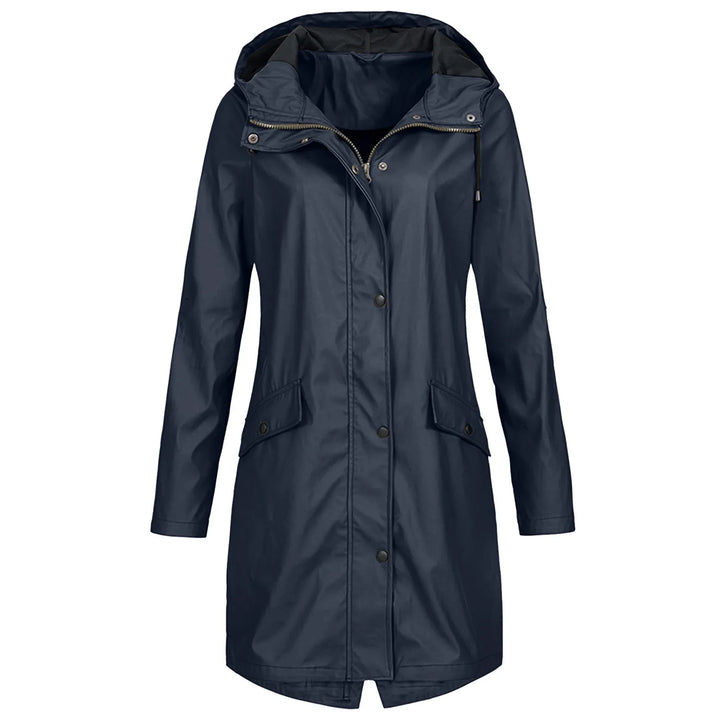 Drune | Damen Lange Wasserdichte Regenjacke - Mit Kapuze