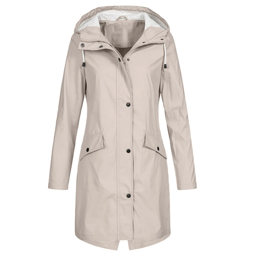 Drune | Damen Lange Wasserdichte Regenjacke - Mit Kapuze