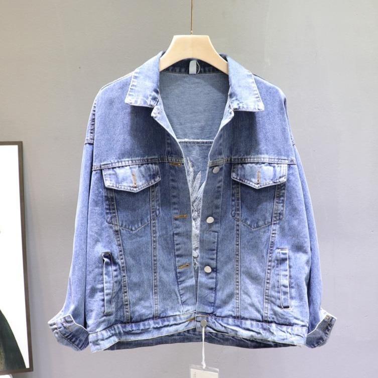 Drune | Damen-Jeansjacke mit Kranichaufdruck