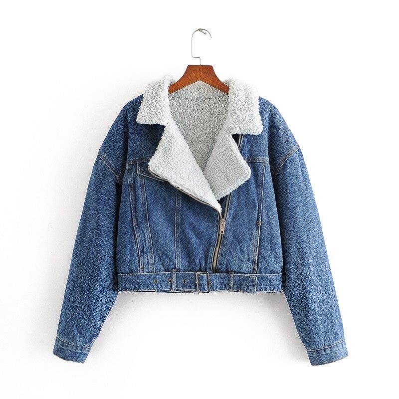 Drune | Damen Jeansjacke mit Schaffell