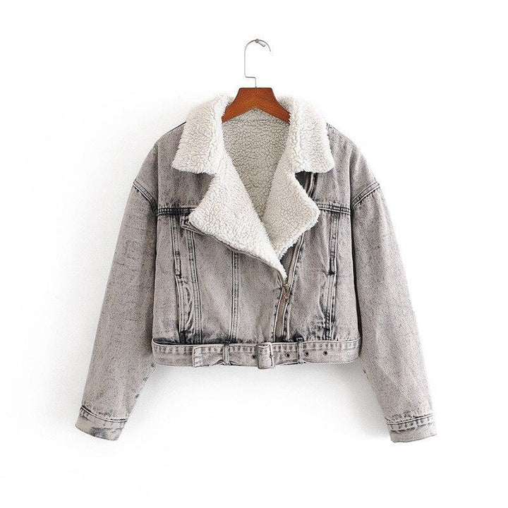 Drune | Damen Jeansjacke mit Schaffell