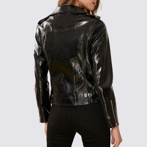 Drune | Damen Lederjacke aus glänzendem Material