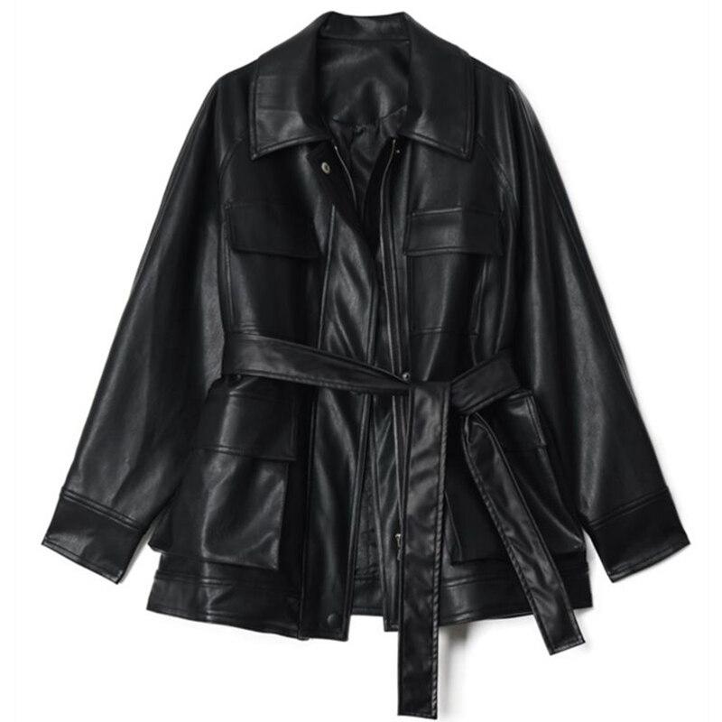 Drune | Damen-Lederjacke mit Bindeband in der Taille