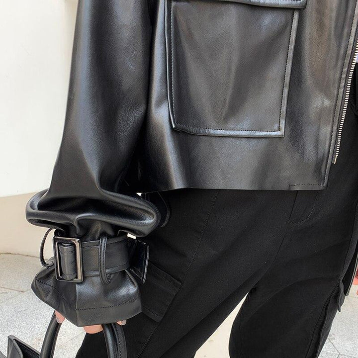 Drune | Damen-Lederjacke mit Box-Cut
