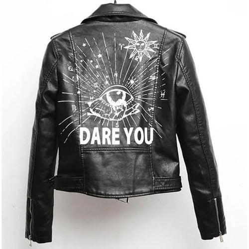 Drune | lederjacke mit coolem aufdruck