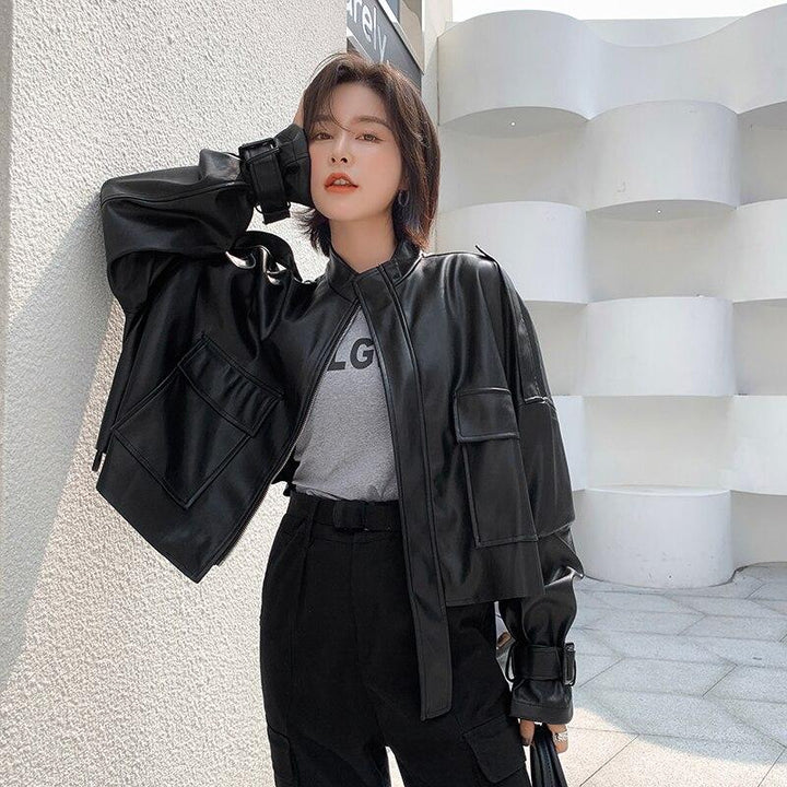 Drune | Damen-Lederjacke mit Box-Cut