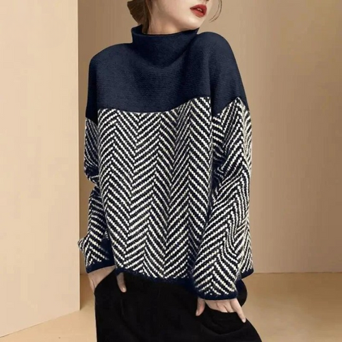 Drune | Damen Rollkragenpullover mit Zweifarbdesign
