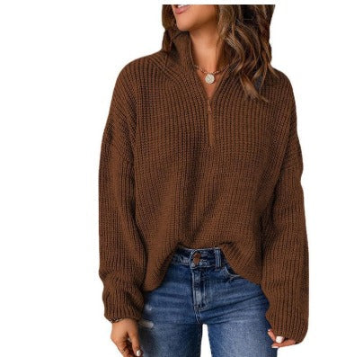 Drune | Eleganter Damenpullover mit V-Ausschnitt und Polo-Kragen