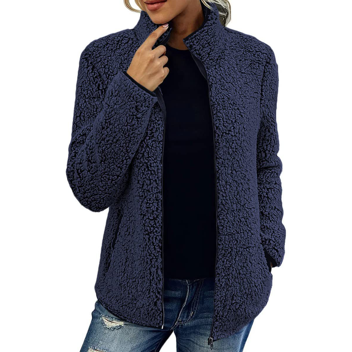 Drune | Damen Fluffy Fleece Jacke Hoher Kragen