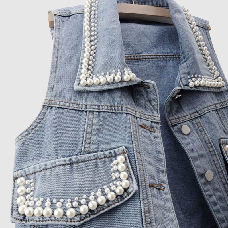 Drune - Denim Weste Mit Perle