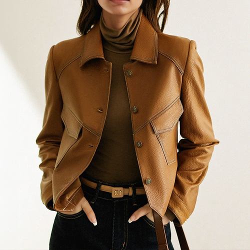 Drune | Vintage Stil Damen Vegane Lederjacke