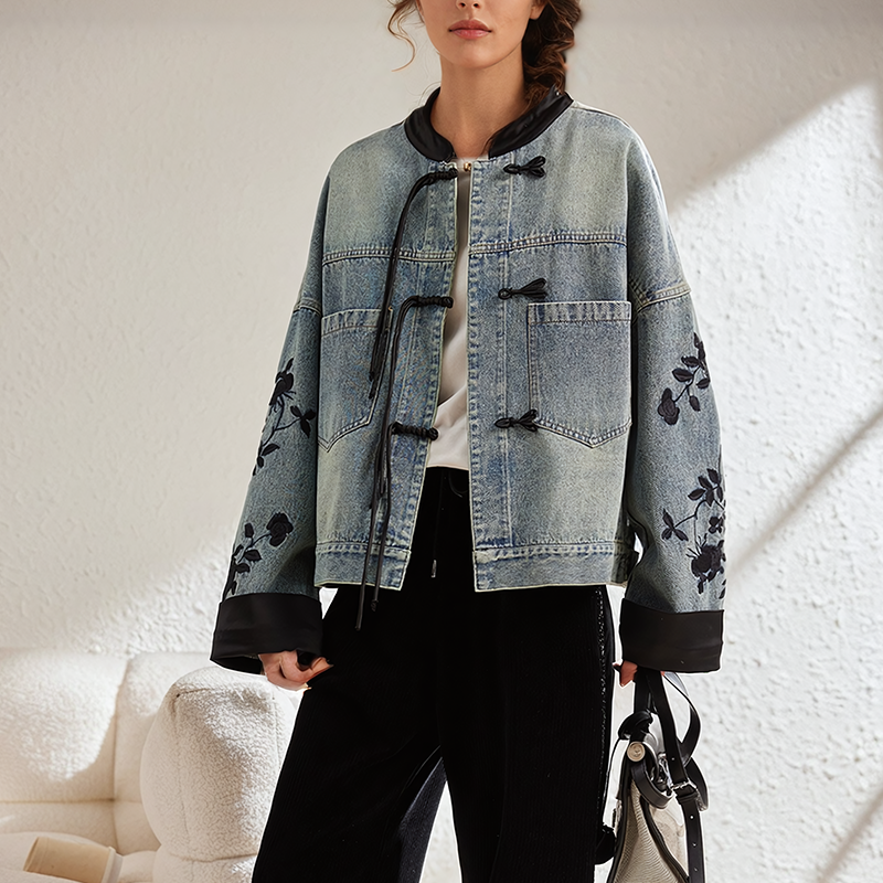 Drune | Vintage-Blumen-Jeansjacke