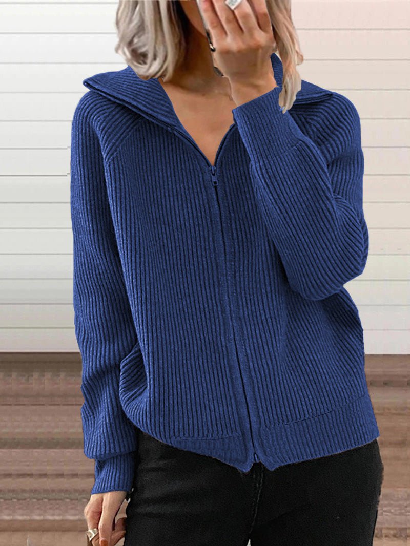 Drune | Cozy cotton knit zip-up pullover jacket